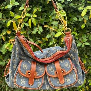 Dooney & Bourke Blue and Tan Shoulder Bag